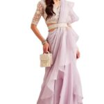 Women's Woven Design Peacock Print Silk Blend Saree with Unstitched Blouse Piece