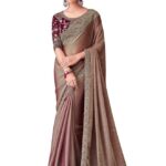 Women's Multicolor Satin Embroidered Saree With Unstitched Blouse