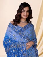 Women's Georgette Sequin Embroidery work Saree with Unstitch Blouse Piece - Image 3