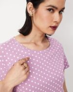 Women Polka-Dot Relaxed Fit Crew-Neck T-Shirt - Image 3