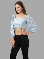 Crop Top for Women Western Wear Sky Blue Regular Price - Image 4