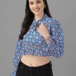 Crop Tops for Women Western Wear Blue