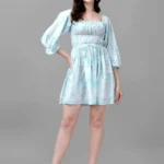 DRESSES FOR WOMEN WESTERN WEAR ABSTRACT SEA GREEN