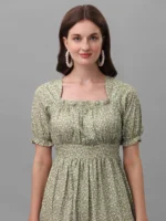 DRESSES FOR WOMEN WESTERN WEAR FLORAL GREEN - Image 2
