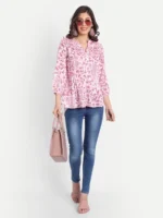 TOPS FOR WOMEN WESTERN WEAR FLORAL PINK - Image 2